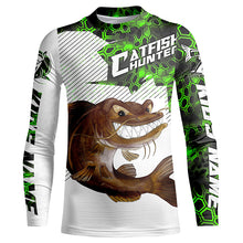Load image into Gallery viewer, Angry Catfish Custom Long Sleeve Fishing Shirts, Catfish Hunter Fishing Jerseys | Blue Camo IPHW4174