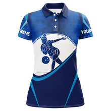 Load image into Gallery viewer, Customized Name Women&#39;S Blue Bowling Jerseys, Personalized Bowling Shirts For Women IPHW4201