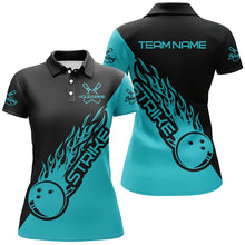 Load image into Gallery viewer, Custom Bowling Shirts For Women, Bowling Team Shirts Bowling Strike | Ball Blue IPHW4289