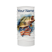 Load image into Gallery viewer, Bass Fishing American Flag Long Sleeve Fishing Shirts, Personalized Patriotic Bass Fishing Jerseys IPHW4696