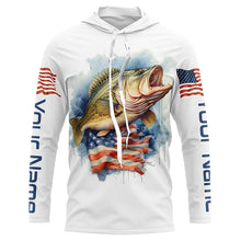 Load image into Gallery viewer, Bass Fishing American Flag Long Sleeve Fishing Shirts, Personalized Patriotic Bass Fishing Jerseys IPHW4696
