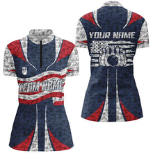 Load image into Gallery viewer, Personalized American Flag Bowling Team Shirts For Women Patriotic Bowling League Outfits IPHW5487