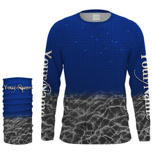 Load image into Gallery viewer, Custom Blue Fishing camo Long Sleeve performance Fishing Shirts, UV Protection Fishing apparel - IPHW1515