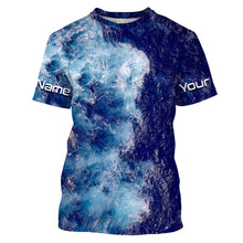 Load image into Gallery viewer, Personalized Saltwater Long sleeve Fishing Shirts UV Protection, Sea wave camo Fishing Shirts - IPHW1516