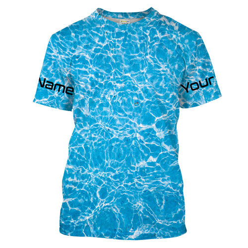 Blue ripped water camo Custom Long Sleeve performance Fishing Shirts UV Protection IPHW1550