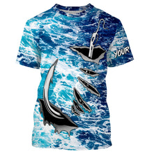 Load image into Gallery viewer, Fishing camo Fish hook Custom Long sleeve performance Fishing Shirts, sea waves camo Fishing jerseys IPHW2936