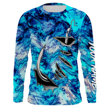 Load image into Gallery viewer, Fishing camo Fish hook Custom Long sleeve performance Fishing Shirts, blue camo Fishing jerseys IPHW2937