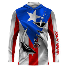 Load image into Gallery viewer, Puerto Rico Fishing 3D Fish Hook Flag UV protection custom Patriotic Fishing Shirts IPHW370