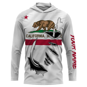 CA Fishing 3D Fish Hook California Flag UV protection quick-dry Custom long sleeves shirts personalized fishing apparel gift for Fishing lovers IPH1904