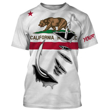 Load image into Gallery viewer, CA Fishing 3D Fish Hook California Flag UV protection quick-dry Custom long sleeves shirts personalized fishing apparel gift for Fishing lovers IPH1904