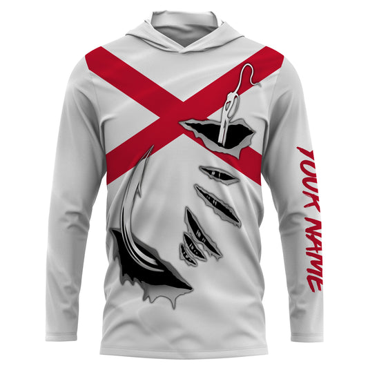 AL Fishing 3D Fish Hook Alabama Flag UV protection Custom long sleeves Fishing shirts IPH1914