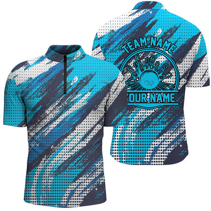 Personalized Bowling Shirts For Men, Bowling Balls And Pins Bowling Team Shirts | Blue IPHW4508