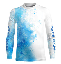 Load image into Gallery viewer, Blue water splash Custom Long sleeve performance Fishing Shirts, fishing camo tournament Shirt IPHW3589