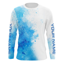 Load image into Gallery viewer, Blue water splash Custom Long sleeve performance Fishing Shirts, fishing camo tournament Shirt IPHW3589