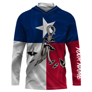 Custom Texas Flag Texas Fishing 3D Fish Hook UV Protection Long Sleeve personalized fishing apparel gift IPHW434