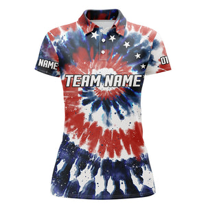 American Flag Tie Dye Bowling Shirts For Women, Custom Bowling Team Jerseys IPHW4524