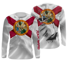 Load image into Gallery viewer, Florida Flag Fish Hook Custom UV Protection Long Sleeve performance Fishing Shirts IPHW482