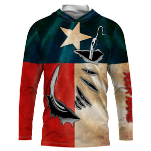 Vintage Texas Flag Custom Long Sleeve Fishing Shirts, Texas Fishing Apparel - IPHW663