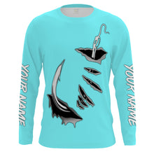 Load image into Gallery viewer, Fish hook Custom Sky blue Long Sleeve performance Fishing Shirts Fishing jerseys - IPHW1489