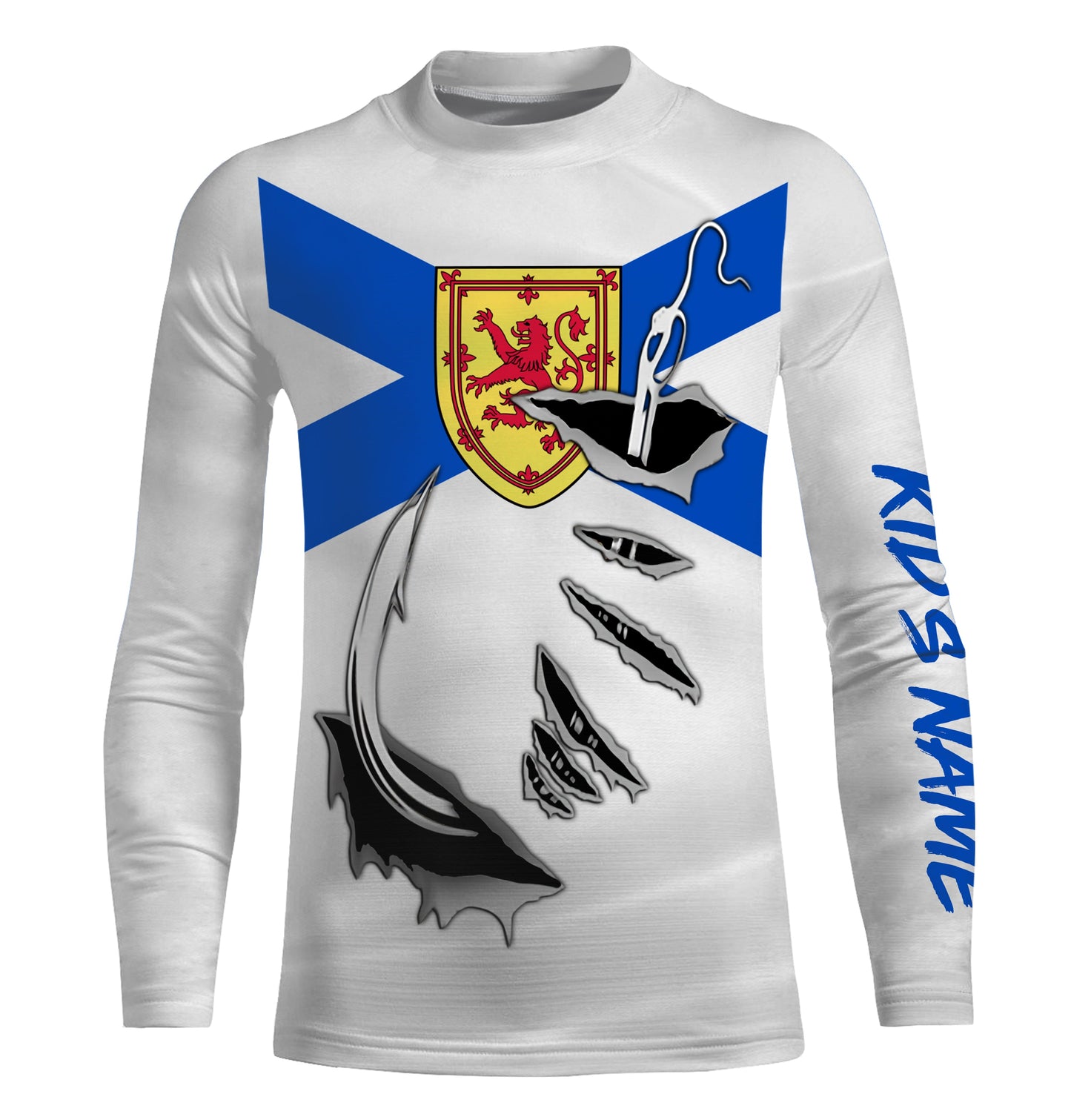 Fish hook Nova Scotia flag Custom Long sleeve Fishing Shirts for men and women IPHW3213