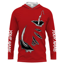 Load image into Gallery viewer, Fish hook Custom Red Long Sleeve performance Fishing Shirts Fishing jerseys - IPHW1364