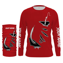 Load image into Gallery viewer, Fish hook Custom Red Long Sleeve performance Fishing Shirts Fishing jerseys - IPHW1364