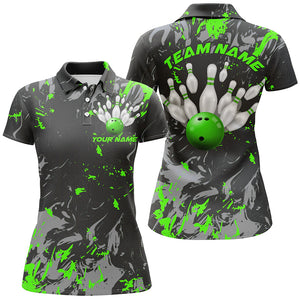 Black And Green Camo Bowling Team Shirts Custom Women Polo Shirts Bowling League Shirts IPHW5362