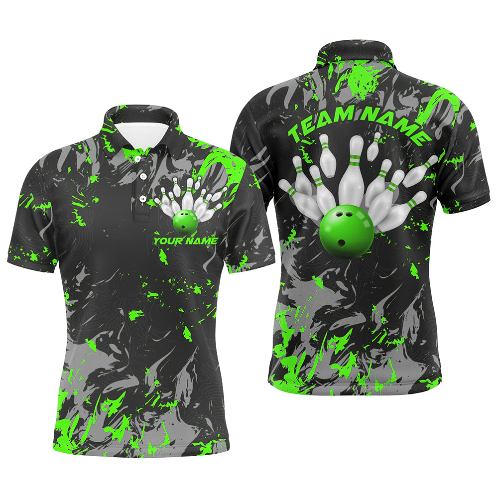 Black And Green Camo Bowling Team Shirts Custom Men Polo Shirts Bowling League Shirts IPHW5362