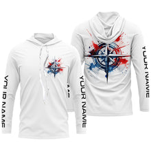 Load image into Gallery viewer, Red, White And Blue Compass Custom Performance Fishing Shirts, Patriotic Saltwater Fishing Shirts IPHW4948