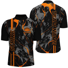 Load image into Gallery viewer, Custom Orange Strike Bowling Shirts Men Quarter Zip Camo Bowling Team Jerseys Bowling League IPHW5385