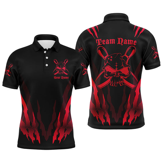 Custom Bowling Shirts For Men And Women, Skull Bowling Team Shirts Bowling Pin | Red IPHW4484