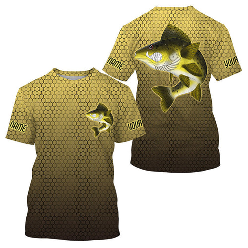 Personalized Angry Walleye Fishing jerseys, Walleye Long sleeve performance Fishing Shirts IPHW3413