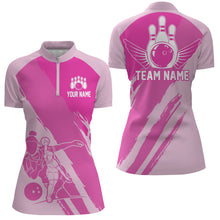 Load image into Gallery viewer, Custom Bowling Shirts For Women, Bowling Queen Team Jerseys, Bowling Girls Shirt  | Pink IPHW4514