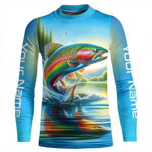 Fly Fishing Rainbow Trout Custom Long Sleeve Fishing Shirts, Trout Fishing Jerseys IPHW5583