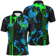 Load image into Gallery viewer, Black, Green And Blue Strike Bowling Polo Shirts, Custom Mens Bowling Team Shirts Bowling Jerseys IPHW5263