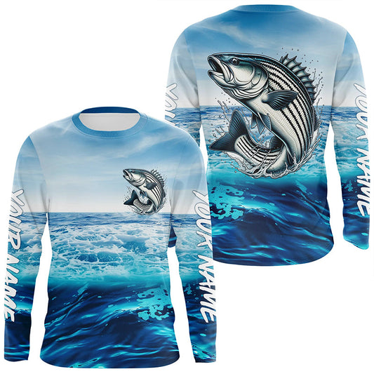 Striped Bass Fishing Custom Performance Long Sleeve Uv Shirts, Striper Saltwater Fishing Jerseys IPHW6114