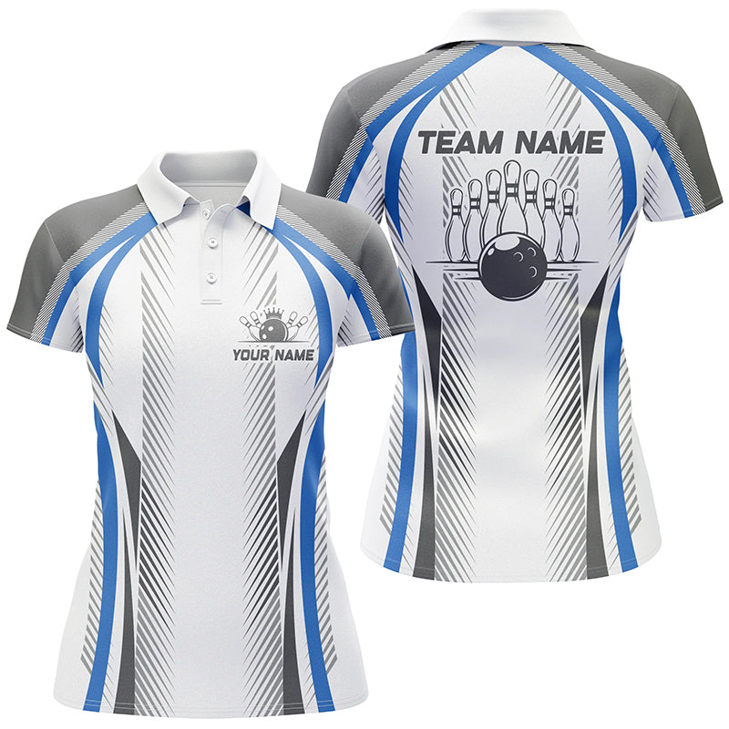 Personalized Blue Bowling Shirts Bowling Team Jersey Bowling League Outfits For Women IPHW5476