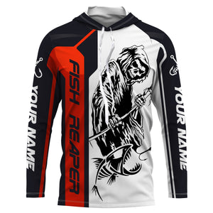 Fish Reaper CustomLong sleeve performance Fishing Shirts, Fish skull Fishing jerseys | red IPHW3022