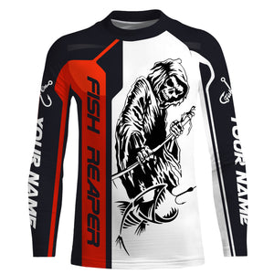 Fish Reaper CustomLong sleeve performance Fishing Shirts, Fish skull Fishing jerseys | red IPHW3022