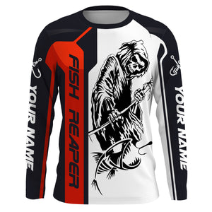 Fish Reaper CustomLong sleeve performance Fishing Shirts, Fish skull Fishing jerseys | red IPHW3022