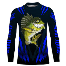 Load image into Gallery viewer, Angry Bass Fishing Custom Long sleeve Fishing Shirts, Bass fish reaper fishing jerseys | blue IPHW3375