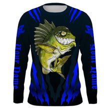 Load image into Gallery viewer, Angry Bass Fishing Custom Long sleeve Fishing Shirts, Bass fish reaper fishing jerseys | blue IPHW3375