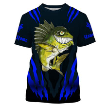 Load image into Gallery viewer, Angry Bass Fishing Custom Long sleeve Fishing Shirts, Bass fish reaper fishing jerseys | blue IPHW3375