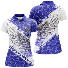 Load image into Gallery viewer, Custom Bowling Shirts For Women, Team Name Bowling Jerseys Eagle Wings | Blue IPHW5817