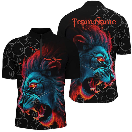 Colorful Lion Bowling Team Jerseys Custom Men Bowling League Quarter Zip Shirts Bowlers Outfits IPHW5357