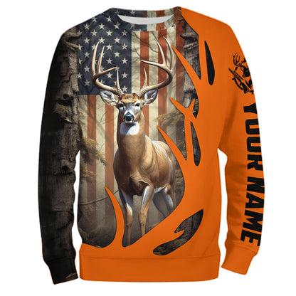 Custom Deer Hunting All Over Hoodie Deer Antler Deer Hunter Shirts Orange Hunting Clothing For Men And Women IPHW5427