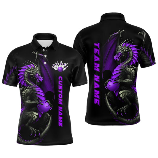 Custom Purple Dragon Bowling Polo Shirts Men Team Bowling Jerseys Bowler Outfit Bowling Apparel IPHW5334