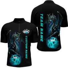 Load image into Gallery viewer, Custom Men Bowling Quarter Zip Shirts Blue Dragon Bowling Team Jerseys Bowling League Shirts IPHW5351