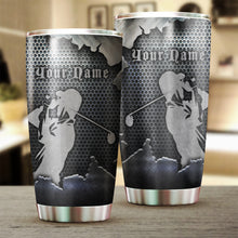 Load image into Gallery viewer, Custom name metal Golf Silhouette Stainless Steel Tumbler Cup - personalized golf gifts NQS3560