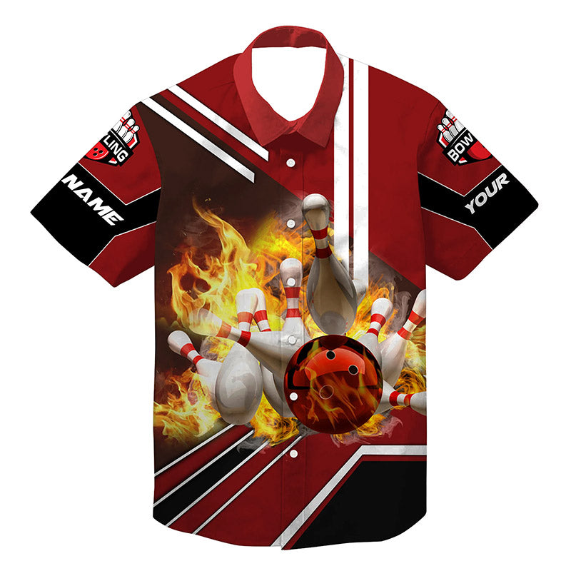 Custom Hawaiian bowling shirt for men – personalized team jersey front view
